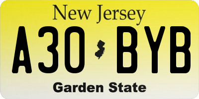 NJ license plate A30BYB