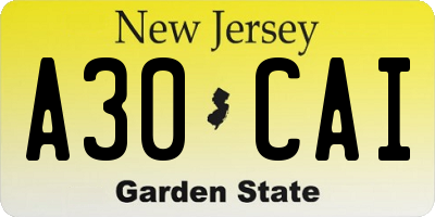 NJ license plate A30CAI