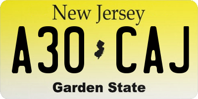 NJ license plate A30CAJ