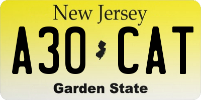NJ license plate A30CAT