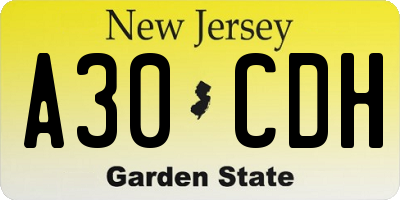 NJ license plate A30CDH