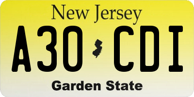 NJ license plate A30CDI