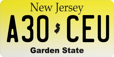 NJ license plate A30CEU