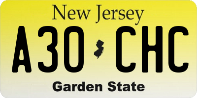 NJ license plate A30CHC