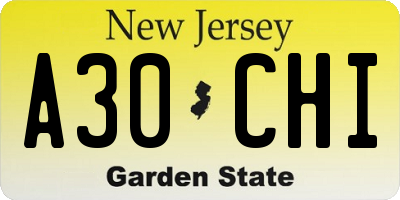 NJ license plate A30CHI