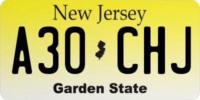 NJ license plate A30CHJ