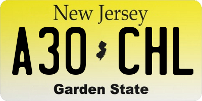 NJ license plate A30CHL
