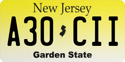 NJ license plate A30CII