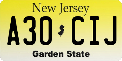 NJ license plate A30CIJ