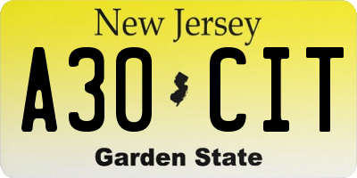 NJ license plate A30CIT
