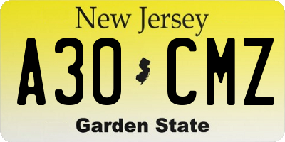 NJ license plate A30CMZ
