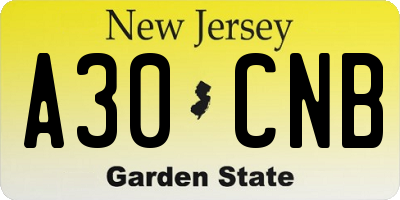 NJ license plate A30CNB