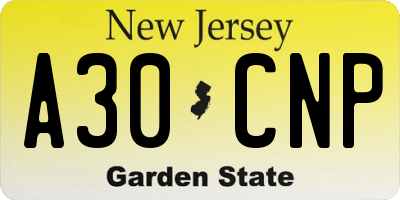 NJ license plate A30CNP