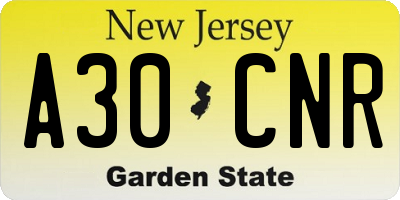 NJ license plate A30CNR