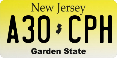 NJ license plate A30CPH
