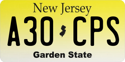NJ license plate A30CPS
