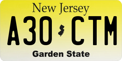 NJ license plate A30CTM