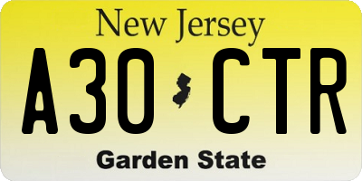 NJ license plate A30CTR