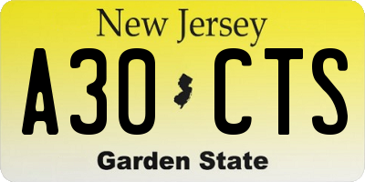 NJ license plate A30CTS