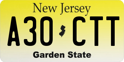 NJ license plate A30CTT