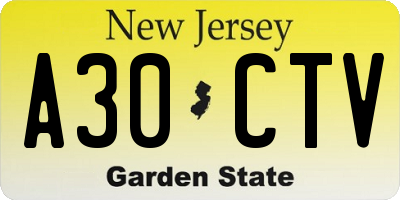 NJ license plate A30CTV
