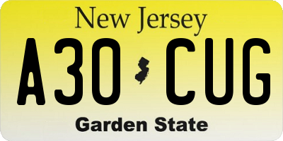 NJ license plate A30CUG