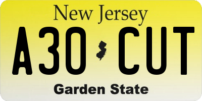 NJ license plate A30CUT