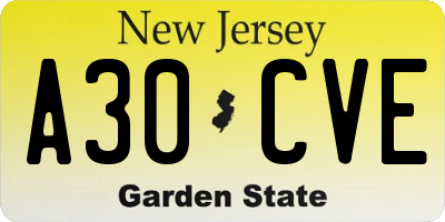 NJ license plate A30CVE