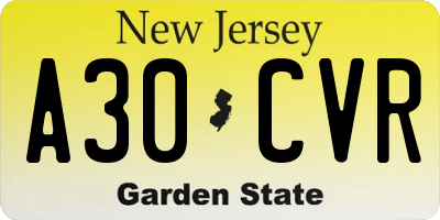 NJ license plate A30CVR