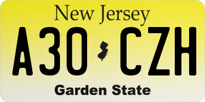 NJ license plate A30CZH