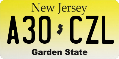 NJ license plate A30CZL