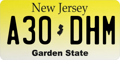 NJ license plate A30DHM