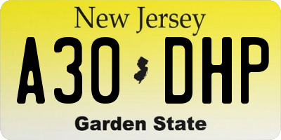 NJ license plate A30DHP