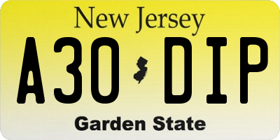NJ license plate A30DIP