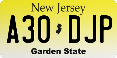 NJ license plate A30DJP