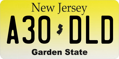 NJ license plate A30DLD