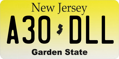 NJ license plate A30DLL