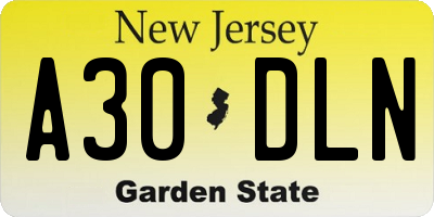 NJ license plate A30DLN