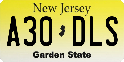 NJ license plate A30DLS