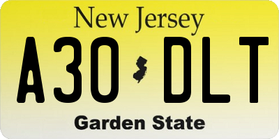 NJ license plate A30DLT