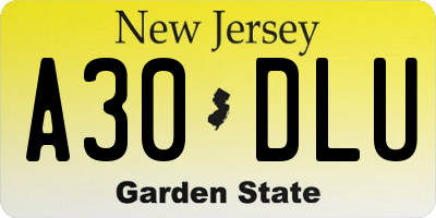 NJ license plate A30DLU
