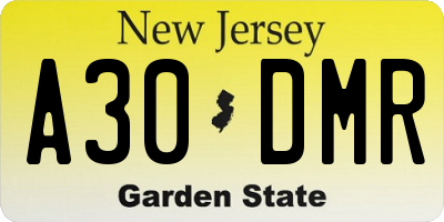 NJ license plate A30DMR