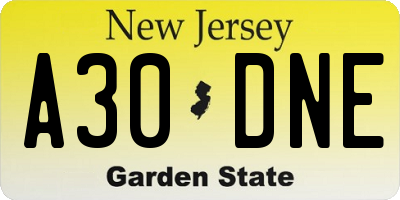 NJ license plate A30DNE