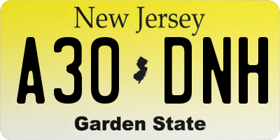 NJ license plate A30DNH