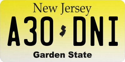 NJ license plate A30DNI