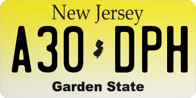 NJ license plate A30DPH