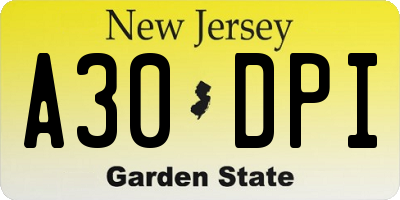 NJ license plate A30DPI