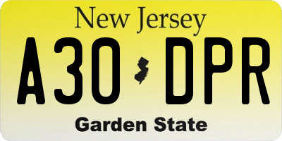 NJ license plate A30DPR