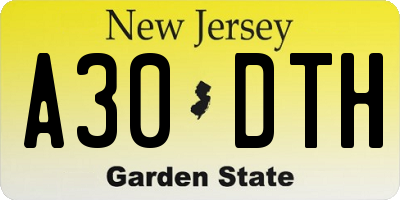 NJ license plate A30DTH