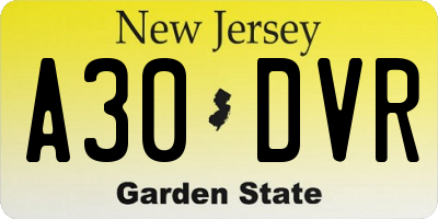 NJ license plate A30DVR